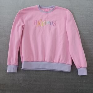 Celestial Fox Sweater Women XXL Pink Purple Anxious Embroidery Oversized Cozy